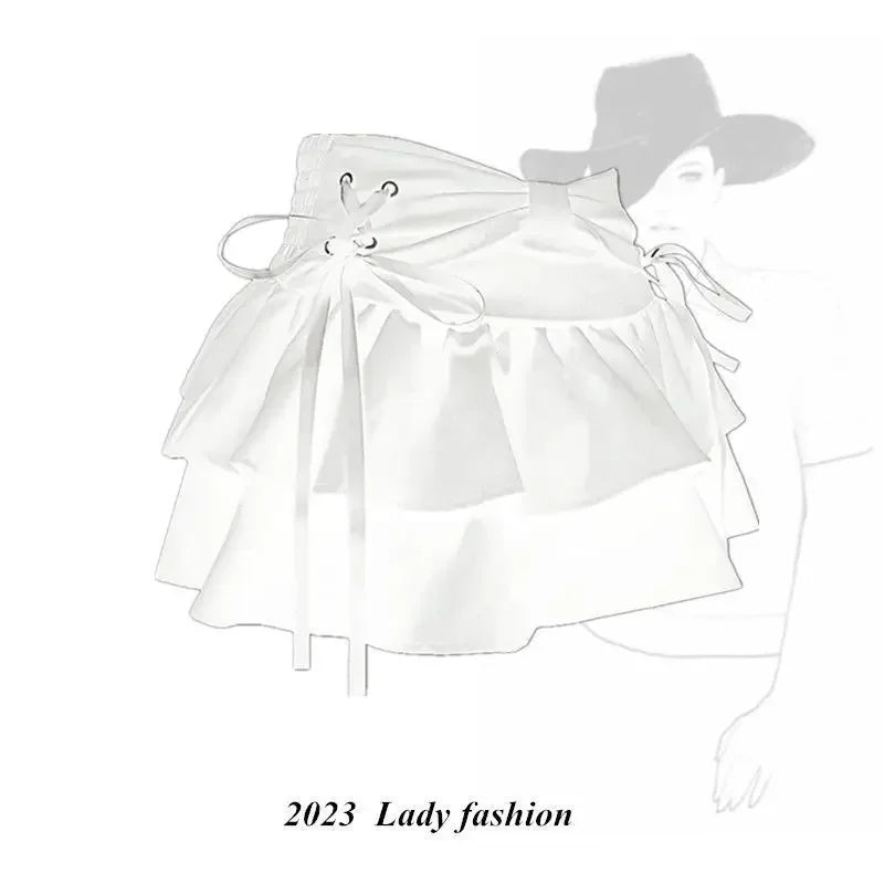 Pure Desire Mini Dress Bow Tied One Hundred Pleated Skirt Slimming A- line Sensibility Summer Skirt Anti-exposure Pants