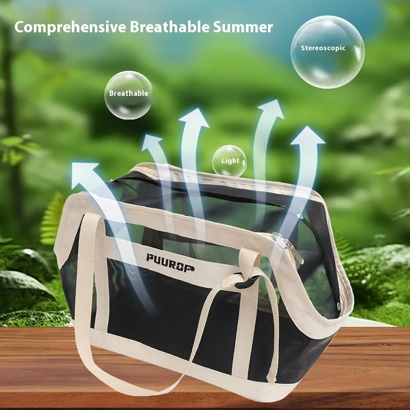 Summer breathable full-mesh fabric portable travel pet bag for going out