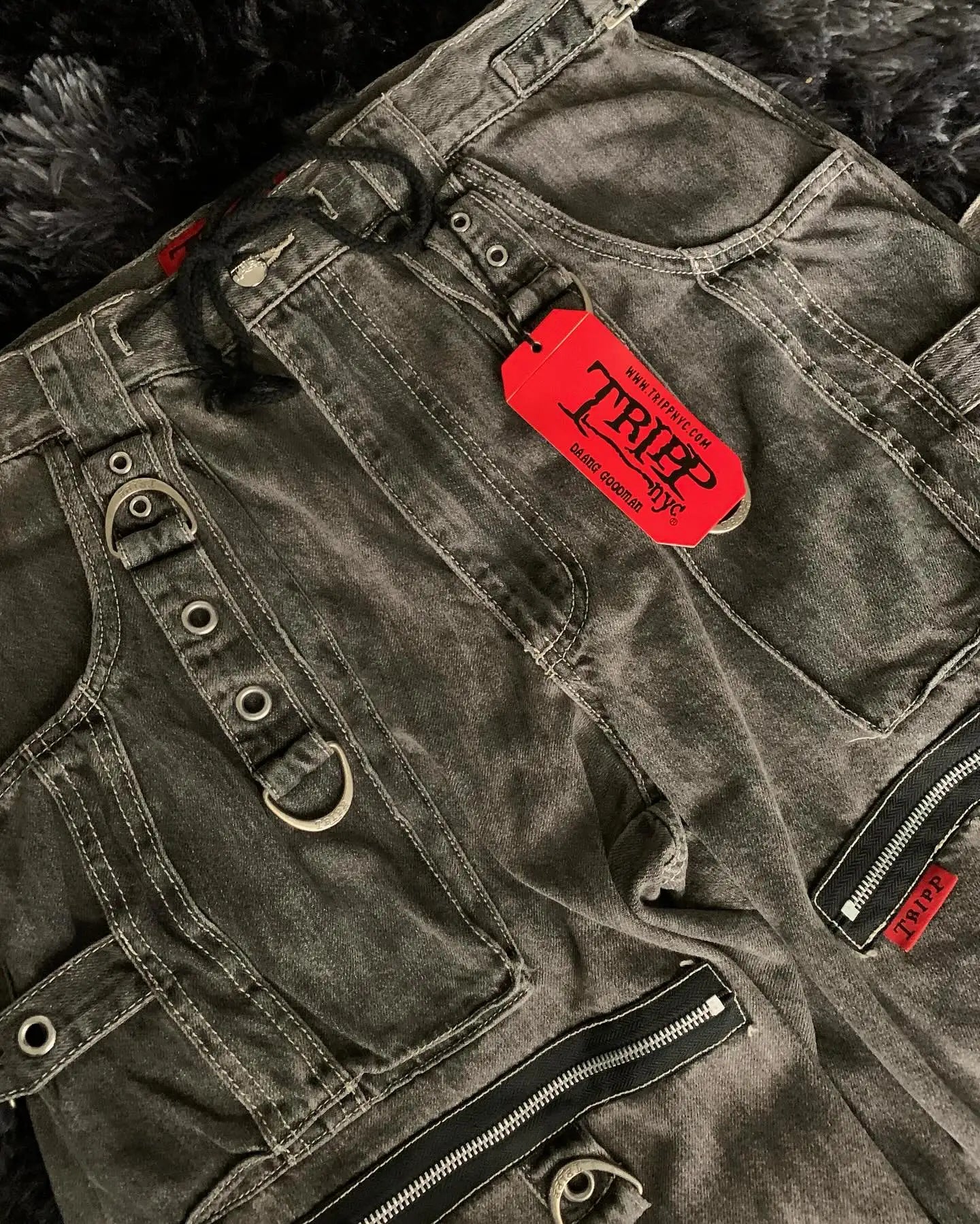 Punk Retro Trendy Strap Jeans Y2k Men Women Hip Hop Multi Pocket Baggy Denim Pants Fashion Patchwork Cargo Trouser Streetwear