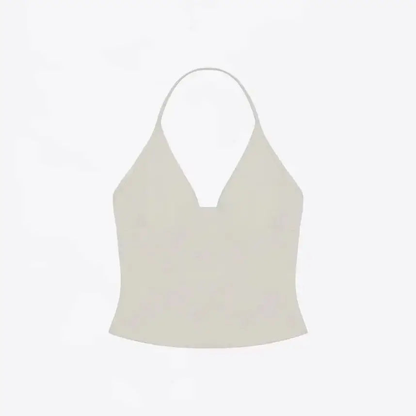 tank summer triangular cup neck hanging V-neck vest, same as Hailey's suspender, Dip halter, low cut, backless top women