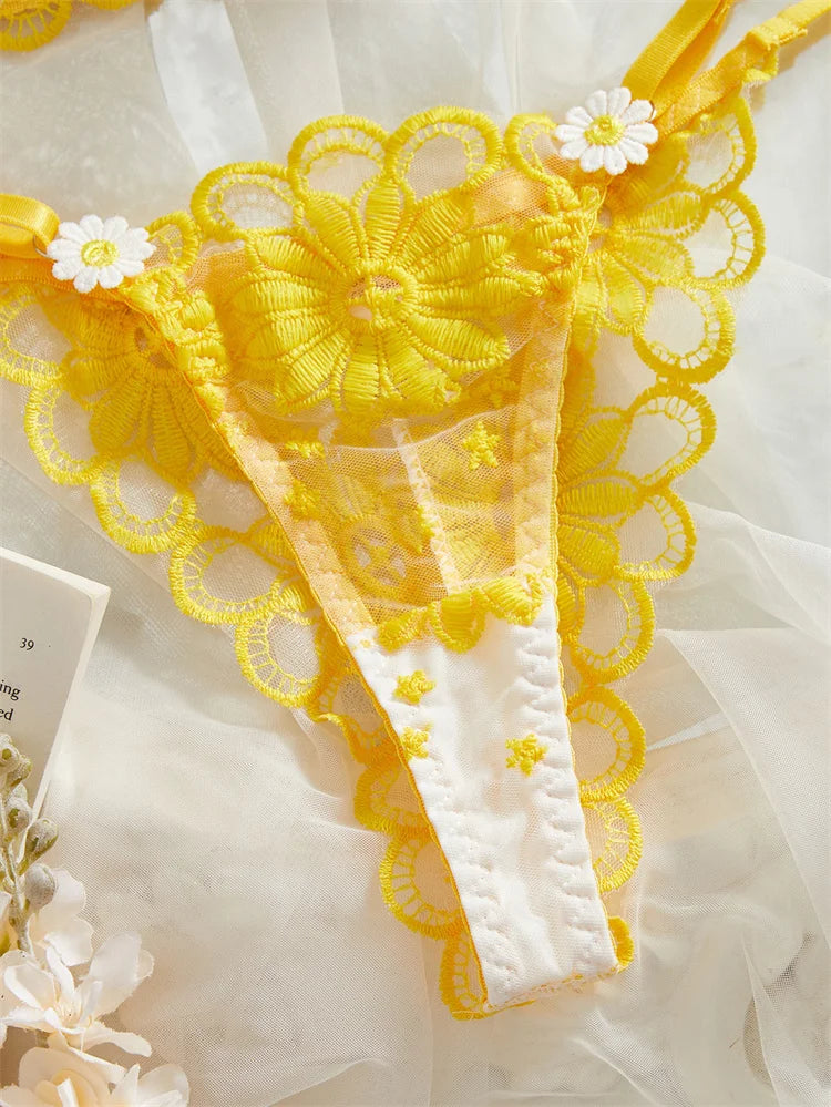 Fairy Sexy Lingerie Floral Embroidery Lingerie Ultra Sexy Bra Set Mesh Underwear Translucent Luxury Intimate Erotic Lingerie