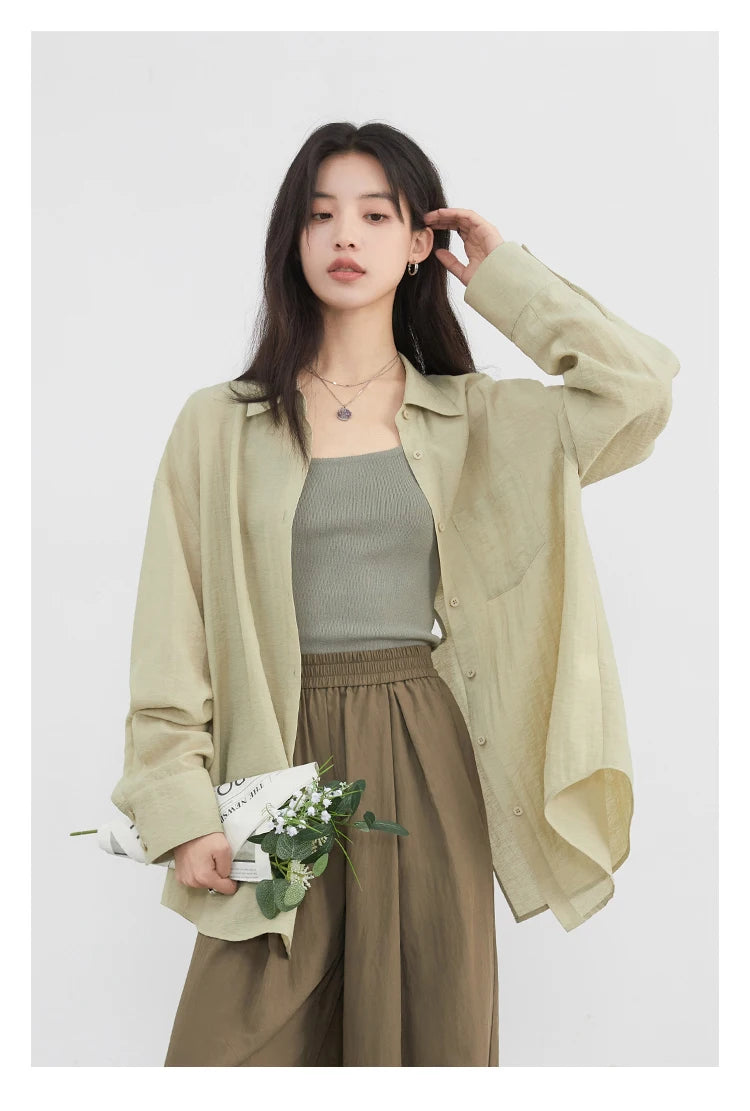 CHIC VEN Women Long Sleeve Shirts Solid Loose Casual New Style Design Back Hollow Out Shirt Female Blouse Spring Summer 2025