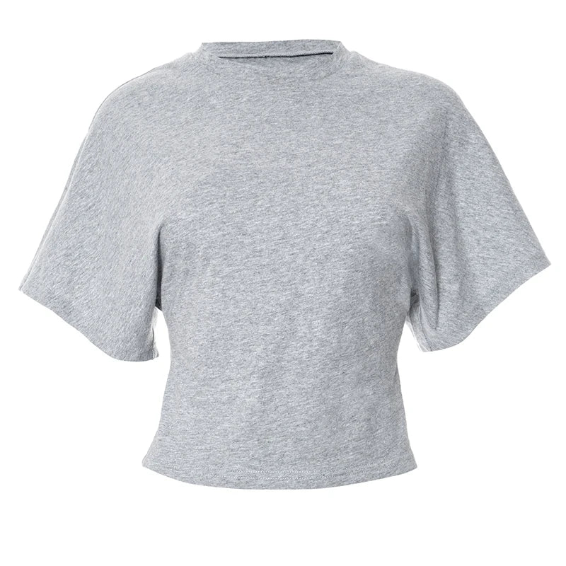 CUTENOVA Women'S Summer Loose Short-Sleeved T-Shirt Tops Waist Slimming Sweet And Hottie Design Sense Positive Shoulder Top