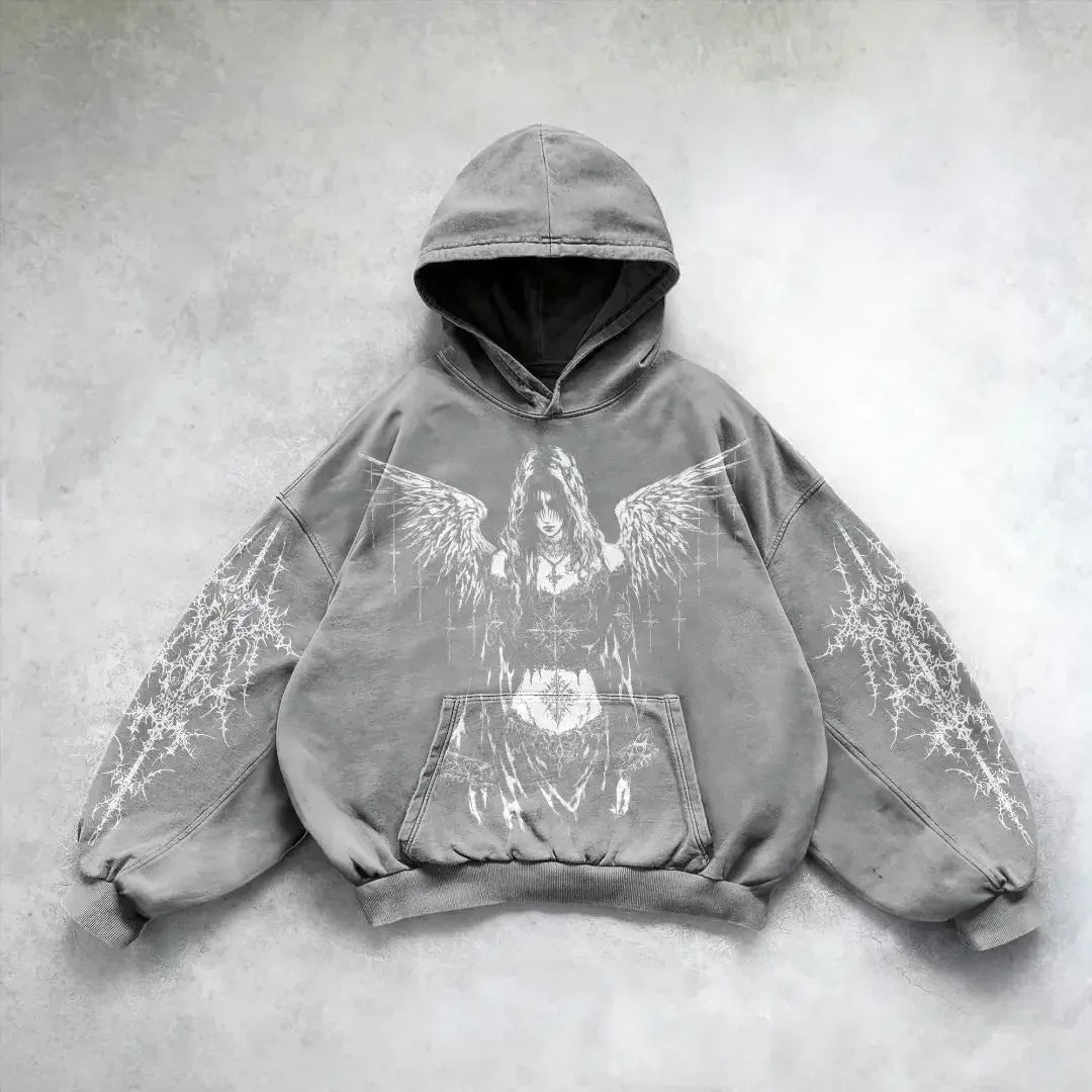 Y2k Zip Up Hoodies Vintage Fashion Print New Harajuku Hip Hop Long Sleeve Coats Loose Hooded Sweatshirt Men and Women Streetwear