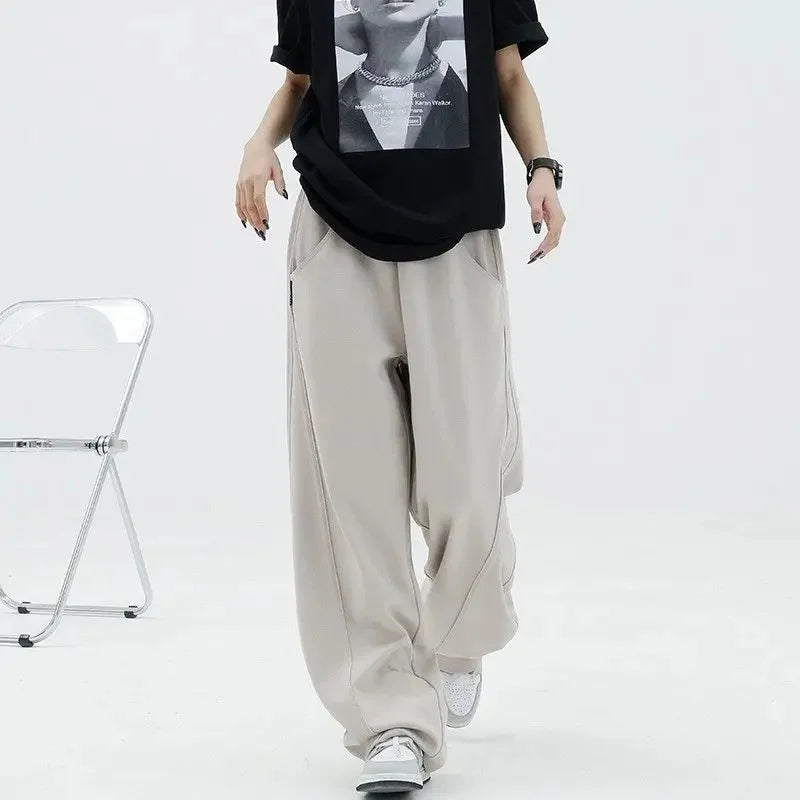 Autumn New Style Light Tawny Women's Sports Pants Loose Sweatpants Banana Shape Hiphop Elastic Waist Wide Leg Trousers