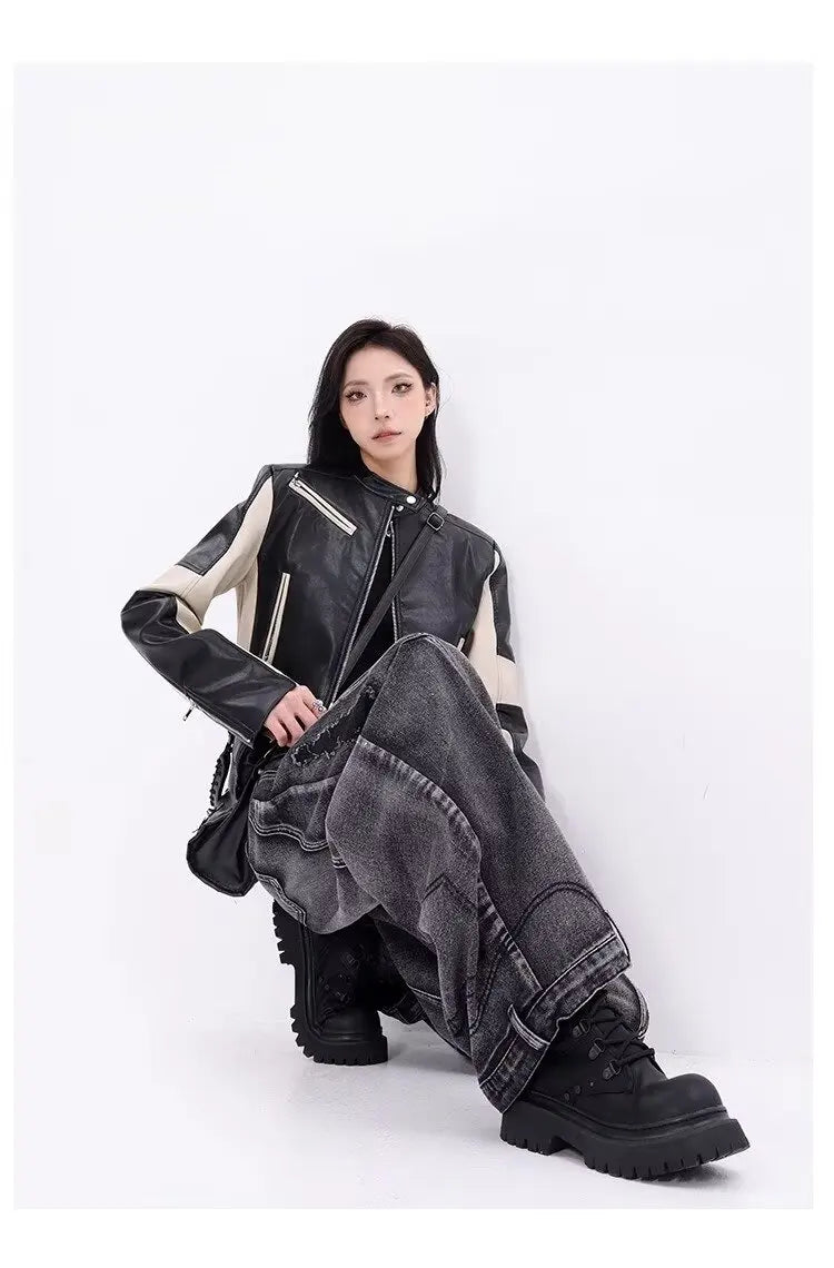 Design-sensual Wide-leg Jeans for Women in Spring and Autumn New Style High Waist Loose and Slimming Floor Baggy Women's
