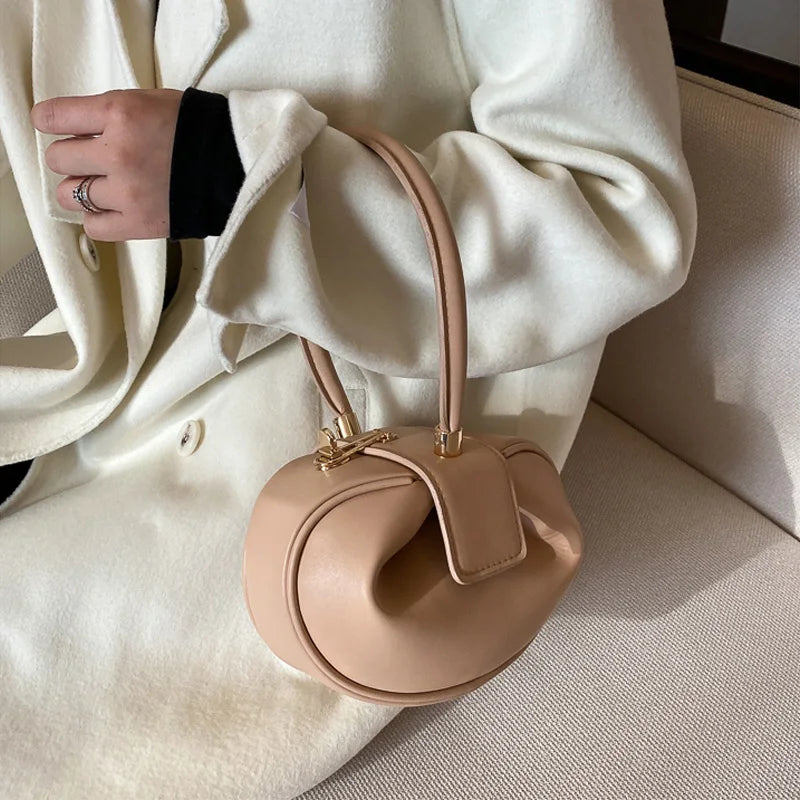 Round Ball Women's Handbag Brand Designer Bowling Bag PU Leather Mini Shoulder Bags Female Luxury Purse Fashion Armpit Bag