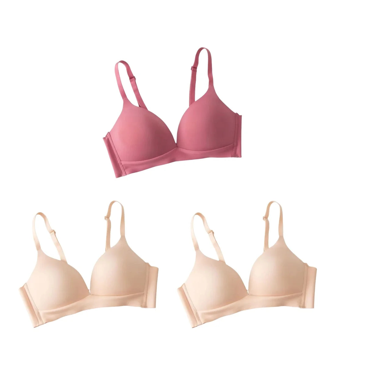 3Pcs/Set Seamless Bras For Women Non-wire Glossy Underwear Push Up Bra Without Steel Ring 3/4 Cup Female Comfort Lingerie
