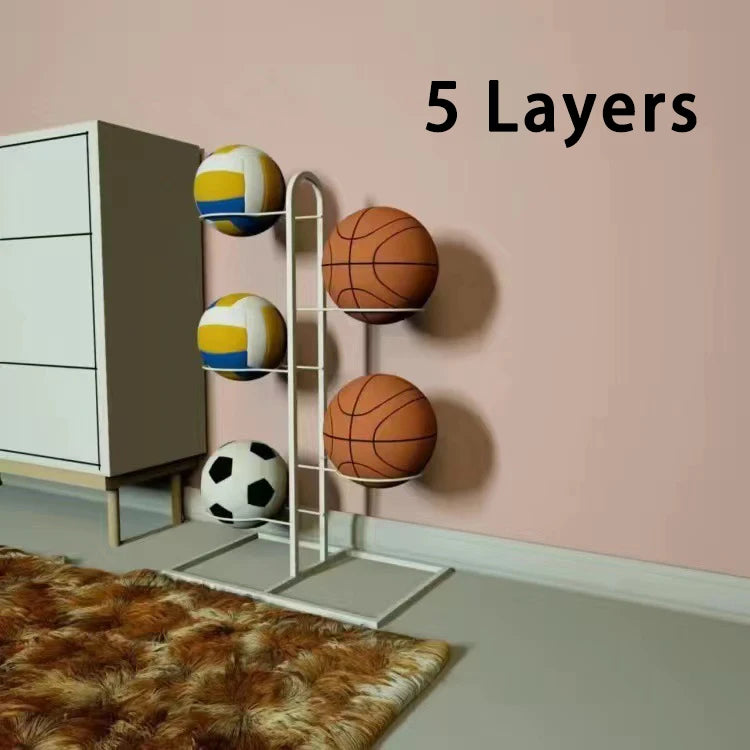 2/3/4/5Layers Basketball Storage Rack Indoor Children Balls Placed Rack Football Volleyball Basketball Holder Balls Metal Stand