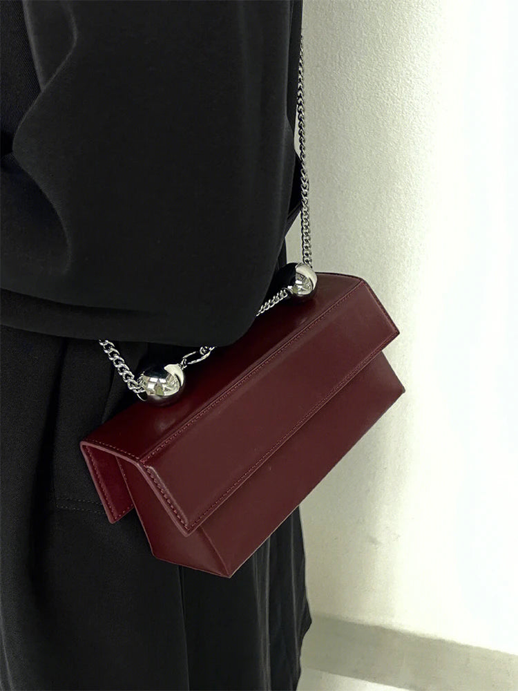 Genuine Leather Burgundy Bridal Wedding Bag 2024 New Popular Chain Crossbody Bags Women Classic Flap Design Small Handbag