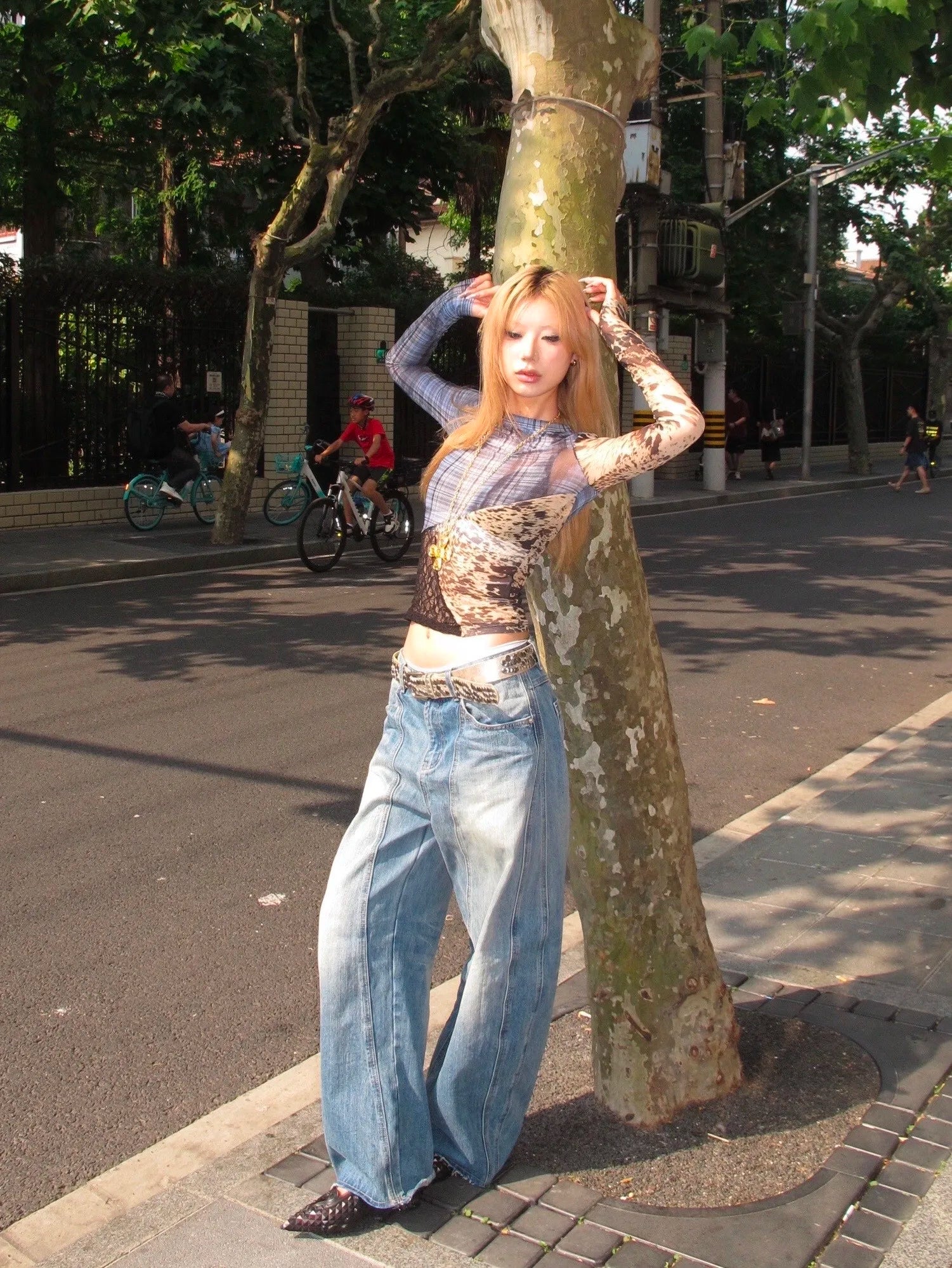 Karrram Japanese Y2k Patchwork Mesh Tops Trashy 2000s Lace Sheer Top Grunge Aesthetics Irregular T-shirt Vintage Harajuku Korean