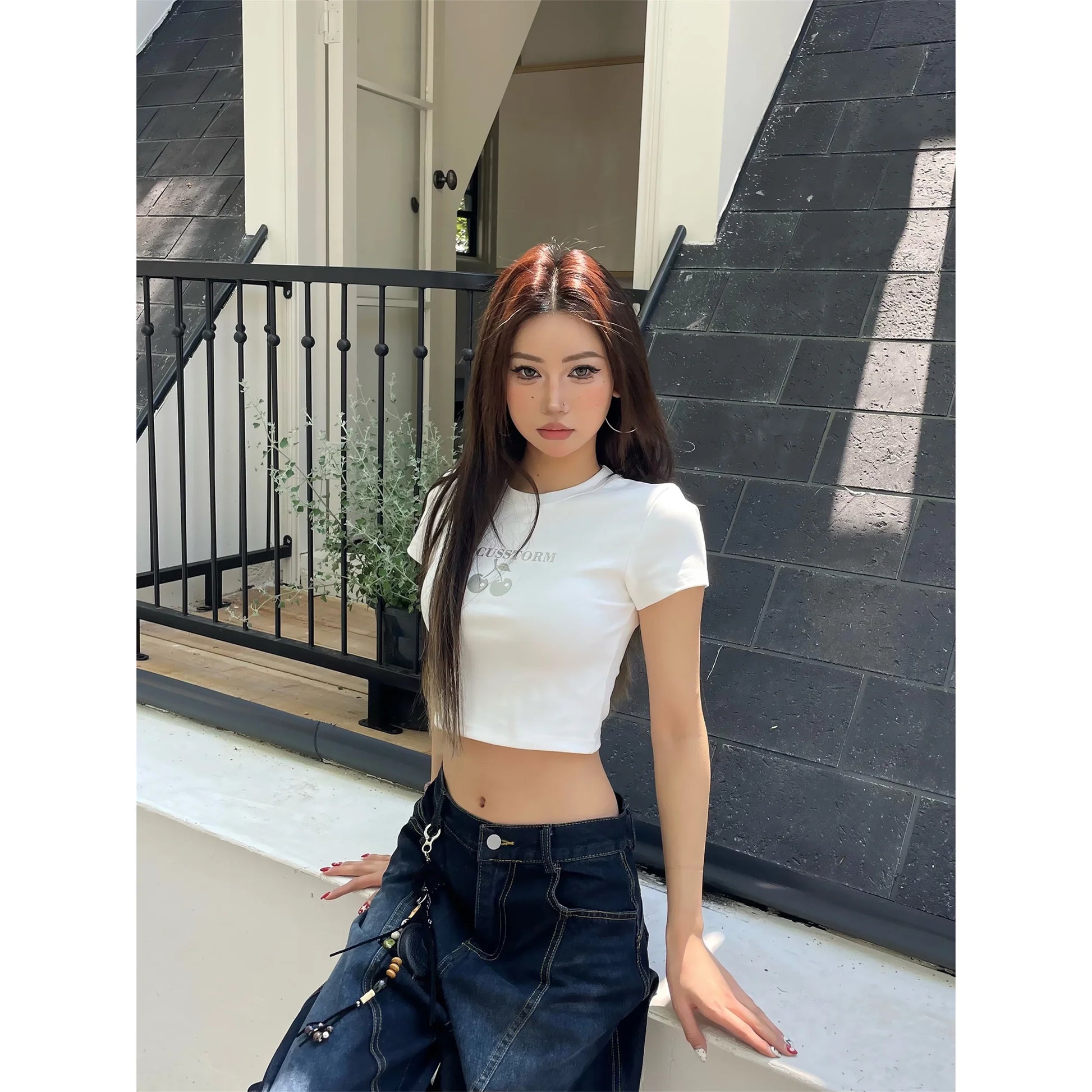 Loose High Waist Wide Leg Seven-Foot American Vibe Jeans Women's Summer New Sle Slimming Loose Fit Casual High Street Jeans