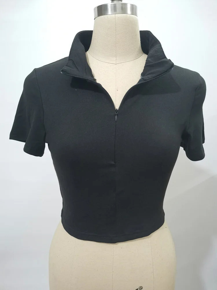 Summer T-shirt Woman Crop Top Sexys Short Sleeve Y2k Aesthetic Clothes Streetwear Fashion Black White Women Short Tshirts 2024