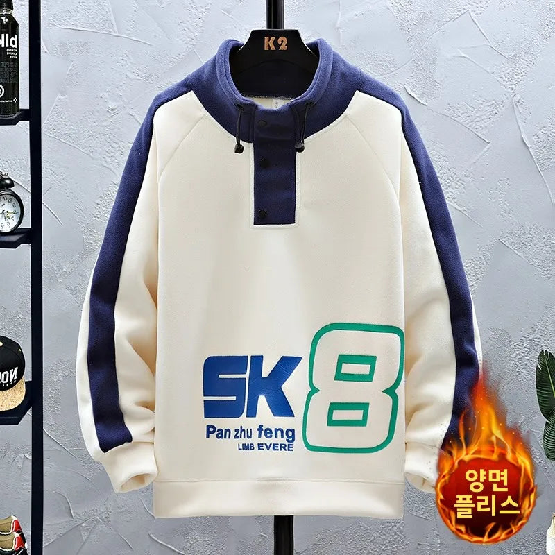 Thiened Fce Hoodie Sweatirt f High Collar Youth Winter Base Layer irt for 3-5 Years Old Boys Casual Print Polye...