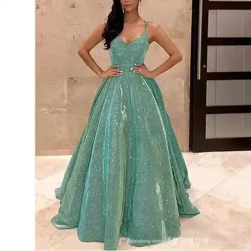 Sleeveless Backless High Waist Sequins Long Dress 2025 Summer Lace Up Elegant Evening Maxi Vestidos  Floor Length Wedding Dress