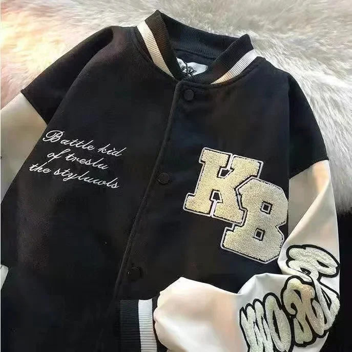 American high street embroidery baseball jacket Y2K retro autumn and winter stitching design men's and women's motorcycle jacket