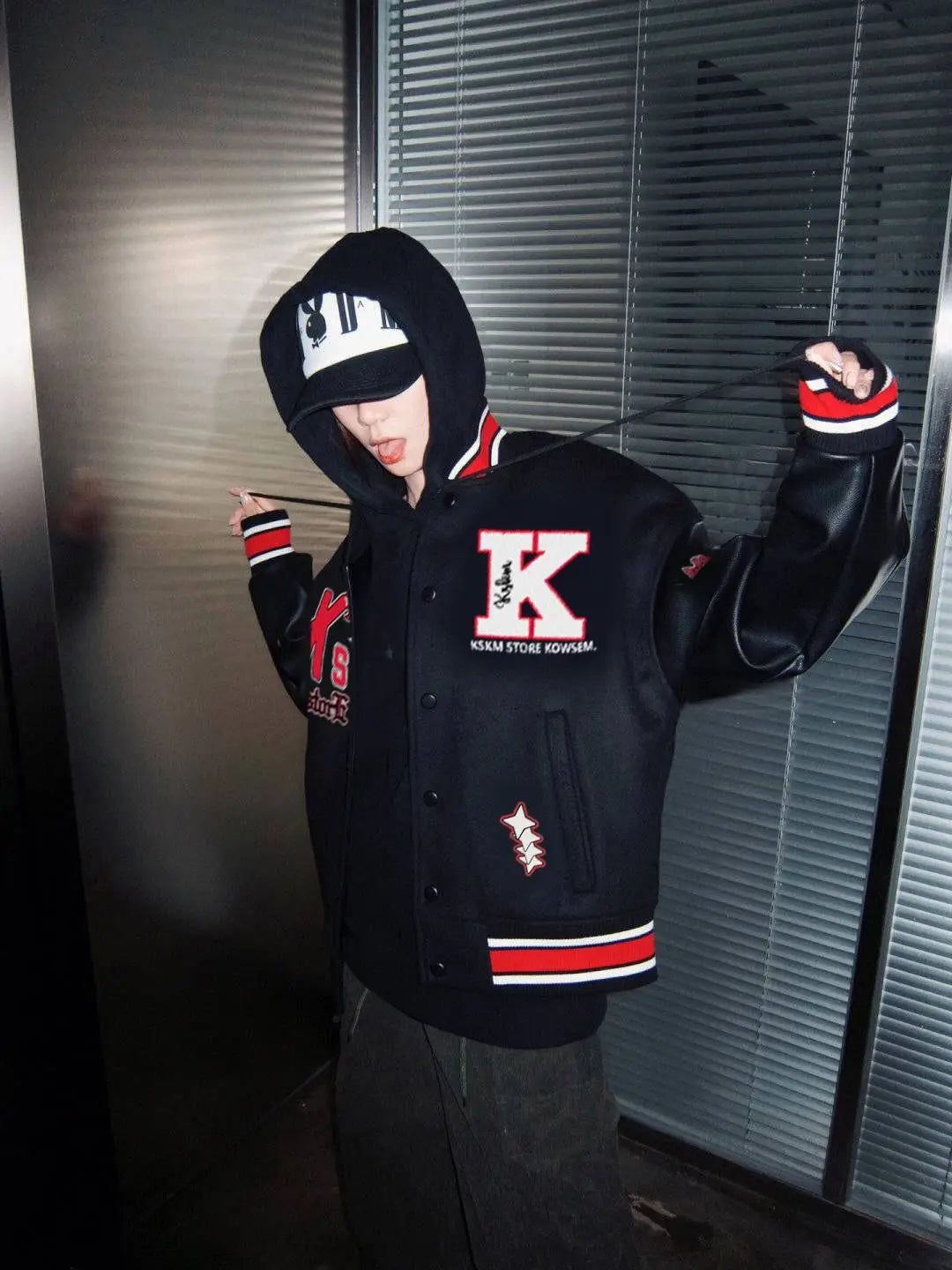 American high street embroidery baseball jacket Y2K retro autumn and winter stitching design men's and women's motorcycle jacket