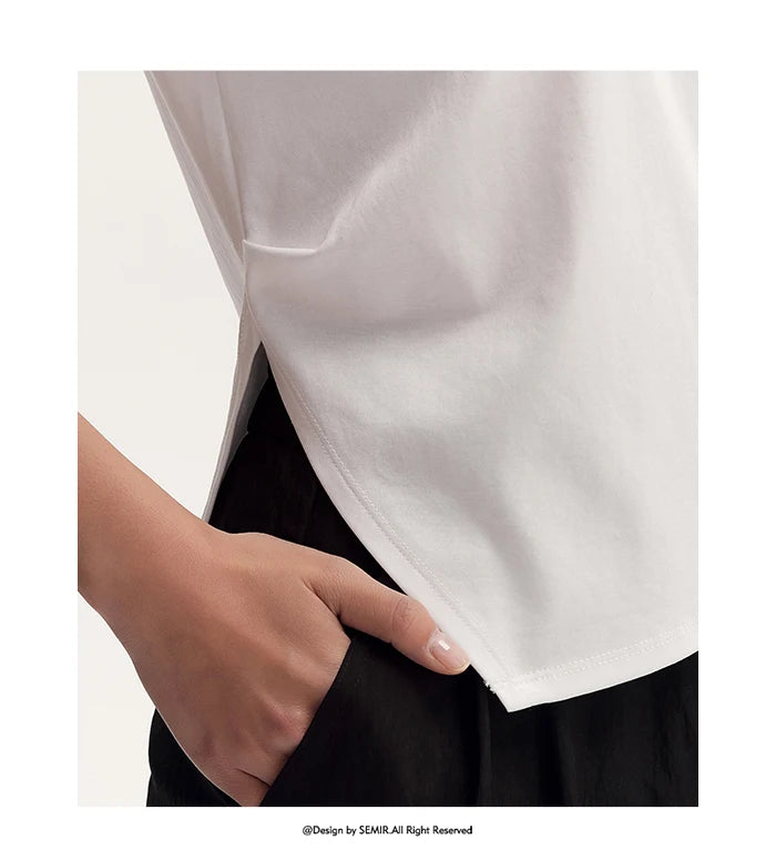 Semir Short-Sleeved T-Shirt For Women Short And Slimming With A Small Surprise New In 2024 Summer Pure Cotton Top