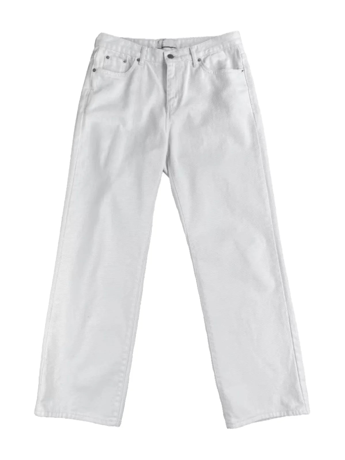 Retro White Jeans Men Women Loose Drapey Straight Leg Long Trousers Trendy Spring Autumn Waed Denim Pants Casual Straight Cut