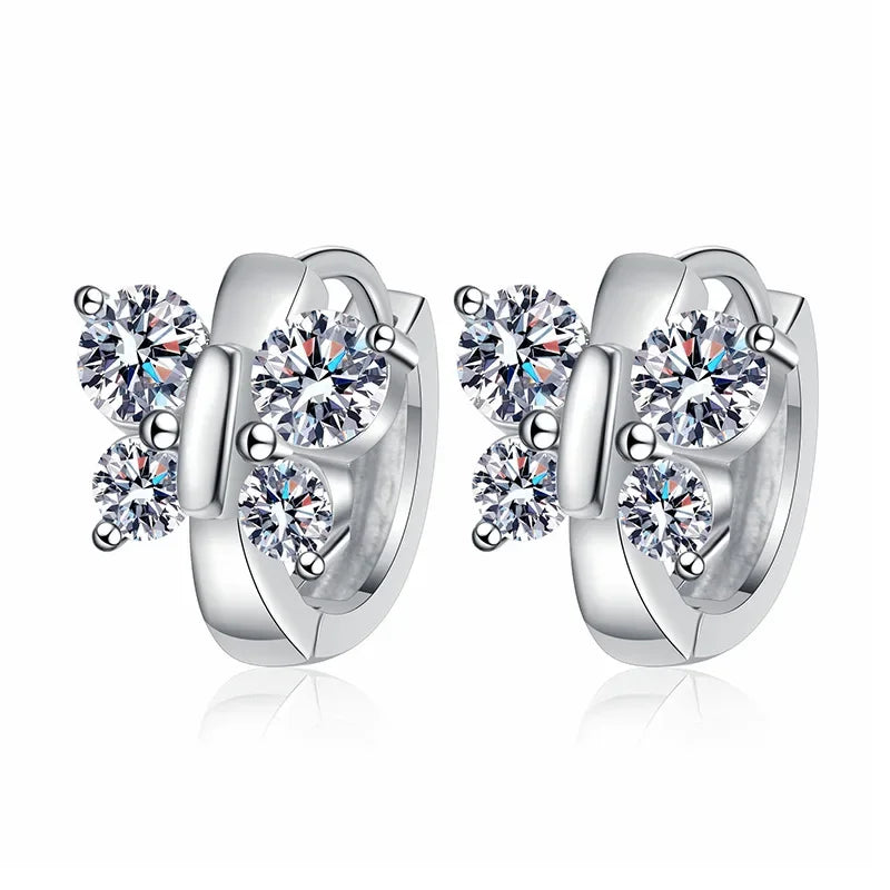 Real 1.6cttw D Color Full Moissanite Hoop Earrings for Women Girls S925 Silver Earring Party Small Ear Buckle Wholesale