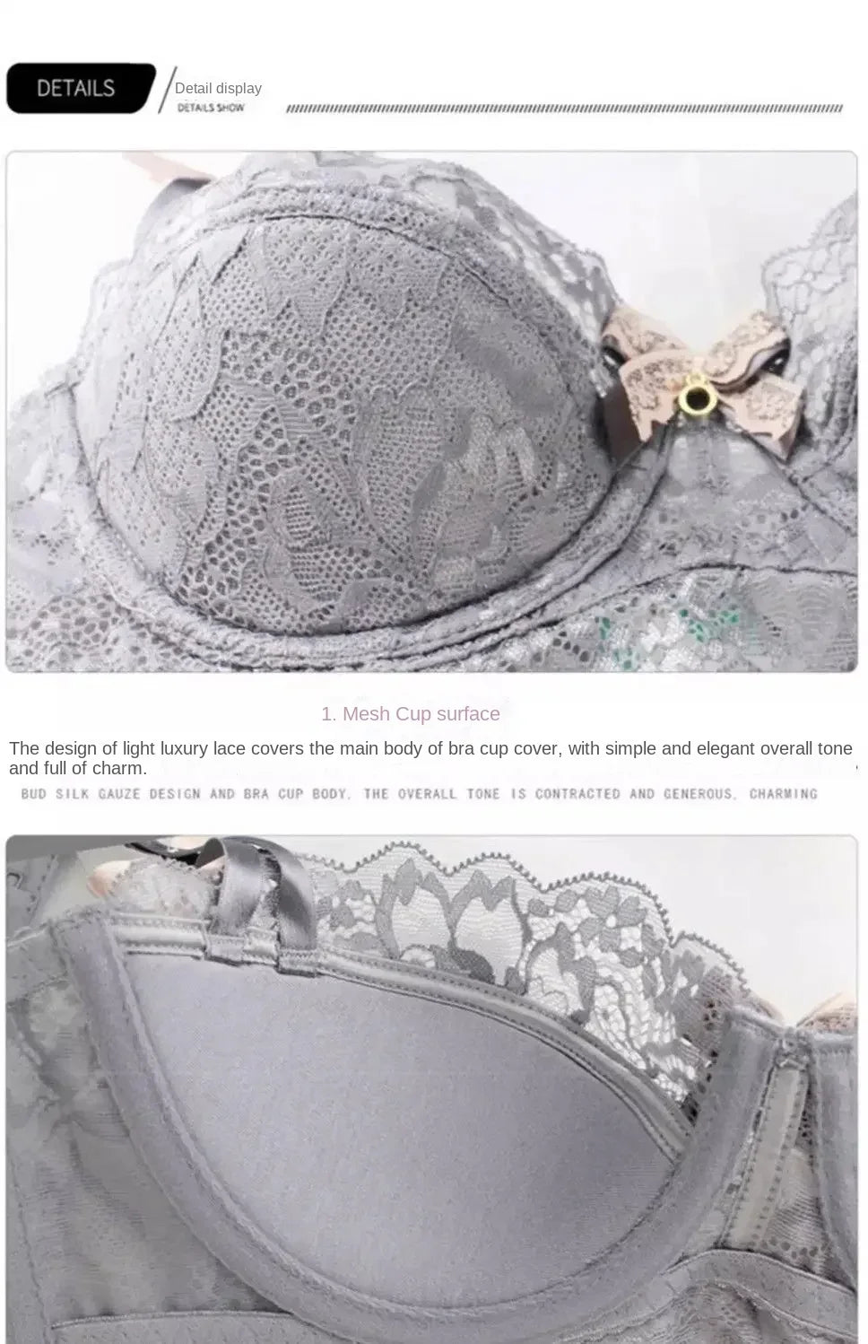MOYISU Rabbit Ear AB Cup Pure Desire Girl Bra Set | Pull-up Bra with Bow | Breathable French lace Bra | Anti-slip Cup Date Night