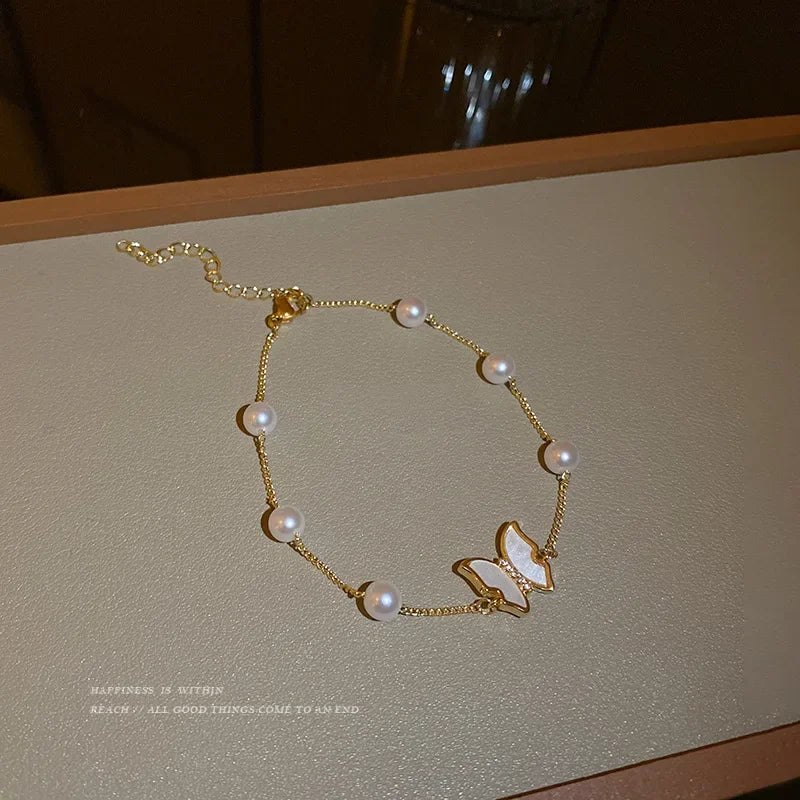 Vintage Gold Color Cuff Bracelet Set of 4 Stainless Steel Butterfly Bracelet Combination Fashion Elegant Bracelet Jewelry Gifts