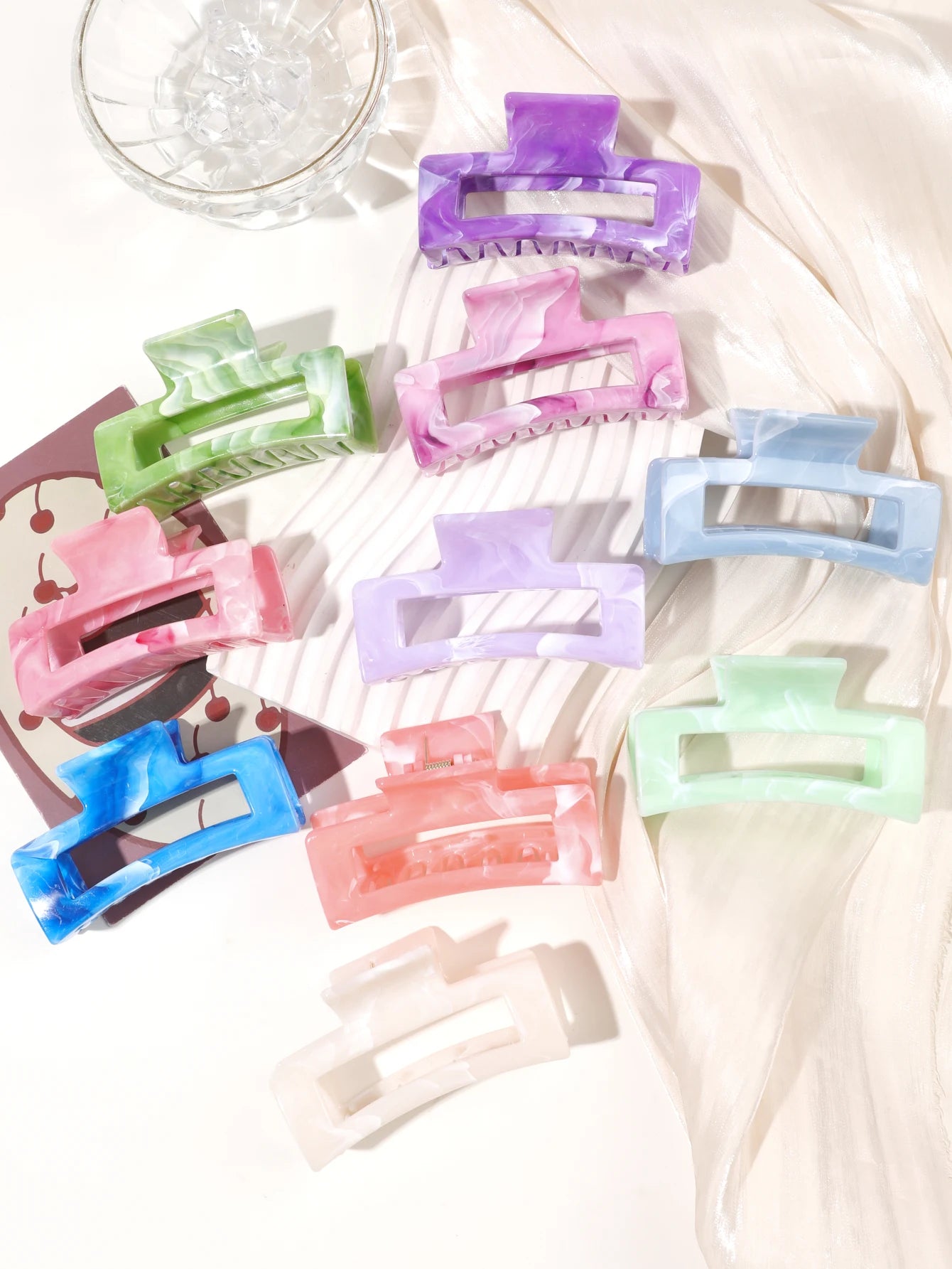 7 Pcs Big Hair Claw Clips 3.4" Non-slip Big Square Matte for Women Girls, Strong Hold Banana Clips for Thick Thin Hair