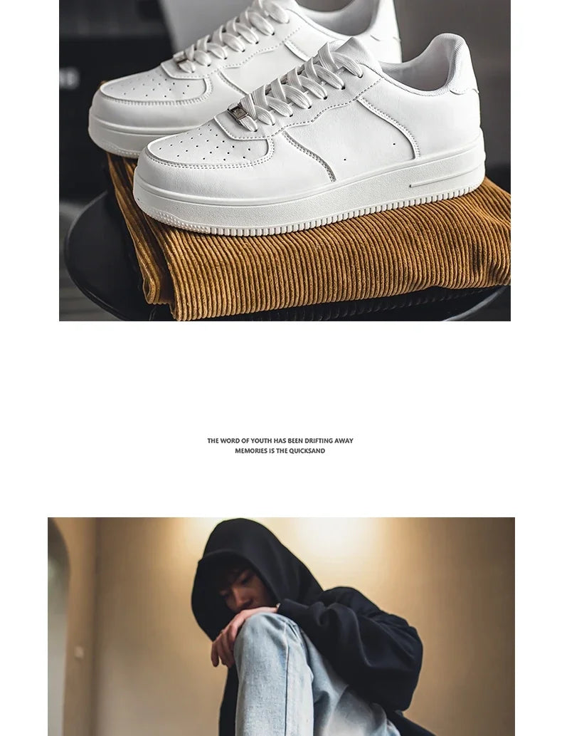 Autumn/Winter Black Casual Men's Shoes Air Force Sports Number 1 Black Kitchen Trendy Shoes Winter Rubber Outsole China Made