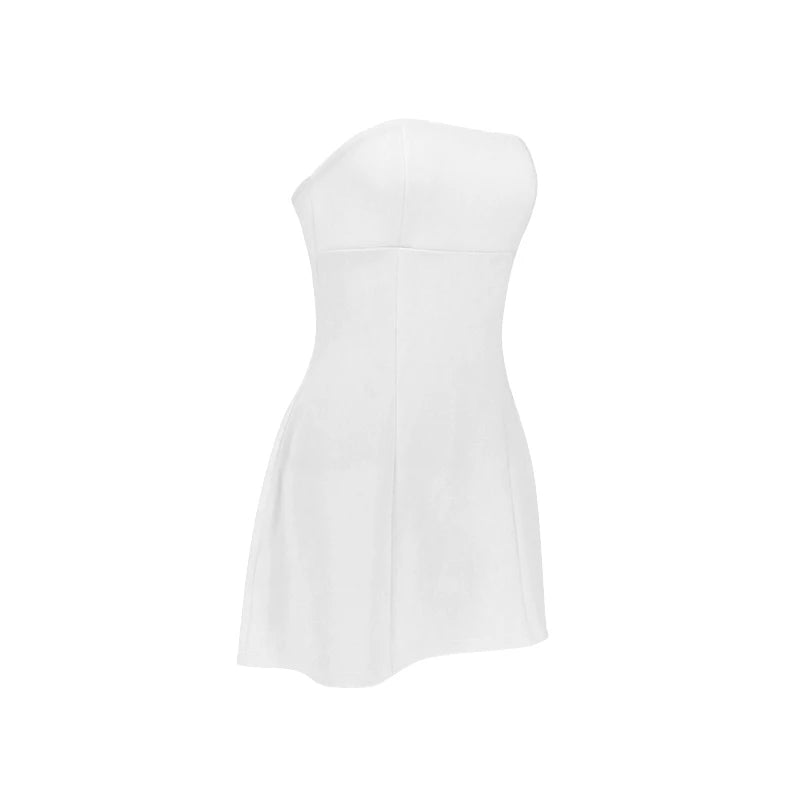 Strapless A-Line Dress Women's Summer New Solid Fashion Sleeveless Sexy Off Shoulder Dresses Bodycon Elegant Club Party Dresses