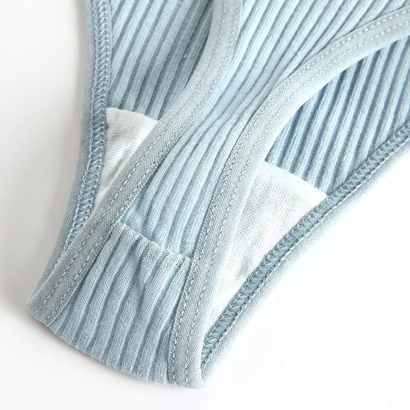 4Pcs Women's Panties Fashion Striped Thongs Soft Cotton Underwear Ladies Sexy Lingerie Sports Breathable G-Strings Cozy T-Back