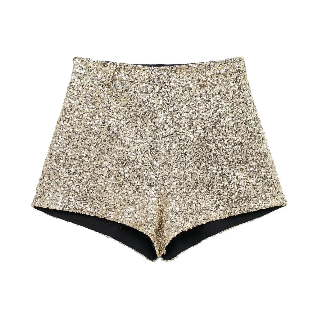 Taop&Za women's 2024 autumn and winter new pearl shorts solid color high commuting temperament shiny socialite mini pants