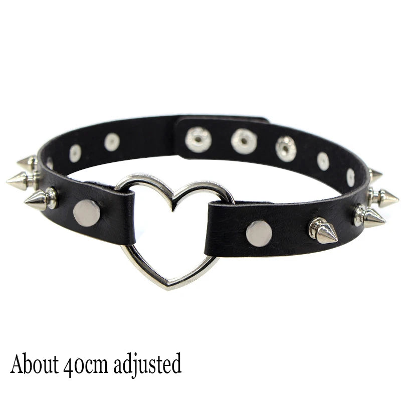 Woman Black Bat Punk Choker Collar Necklace Sexy PU Leather Heart Lock Key Spike Gothic Cosplay Accessories Party Jewelry New