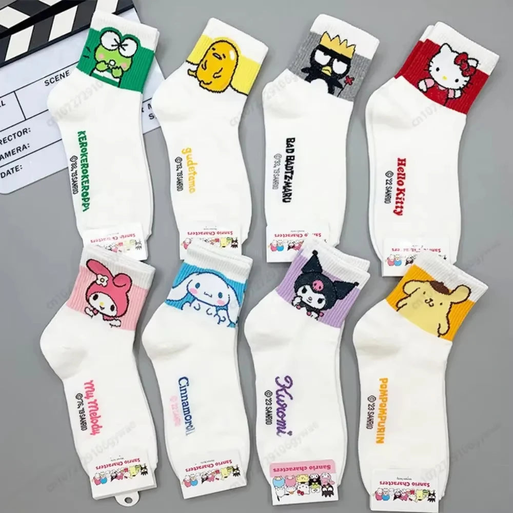 Kawaii Socks Anime KT Kuromi Autumn Winter Sweet In The Tube Cartoon Socks Cute Girls Cotton Warm Sock