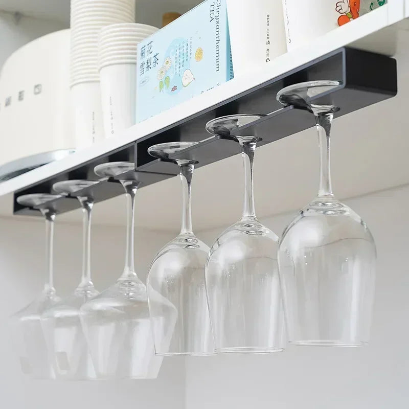 Bar Wine Glass Rack Non-drilled Cup Holder In Kitchen and Dining Room Upside-down Rack for Household Wine Glasses Kitchen Organi