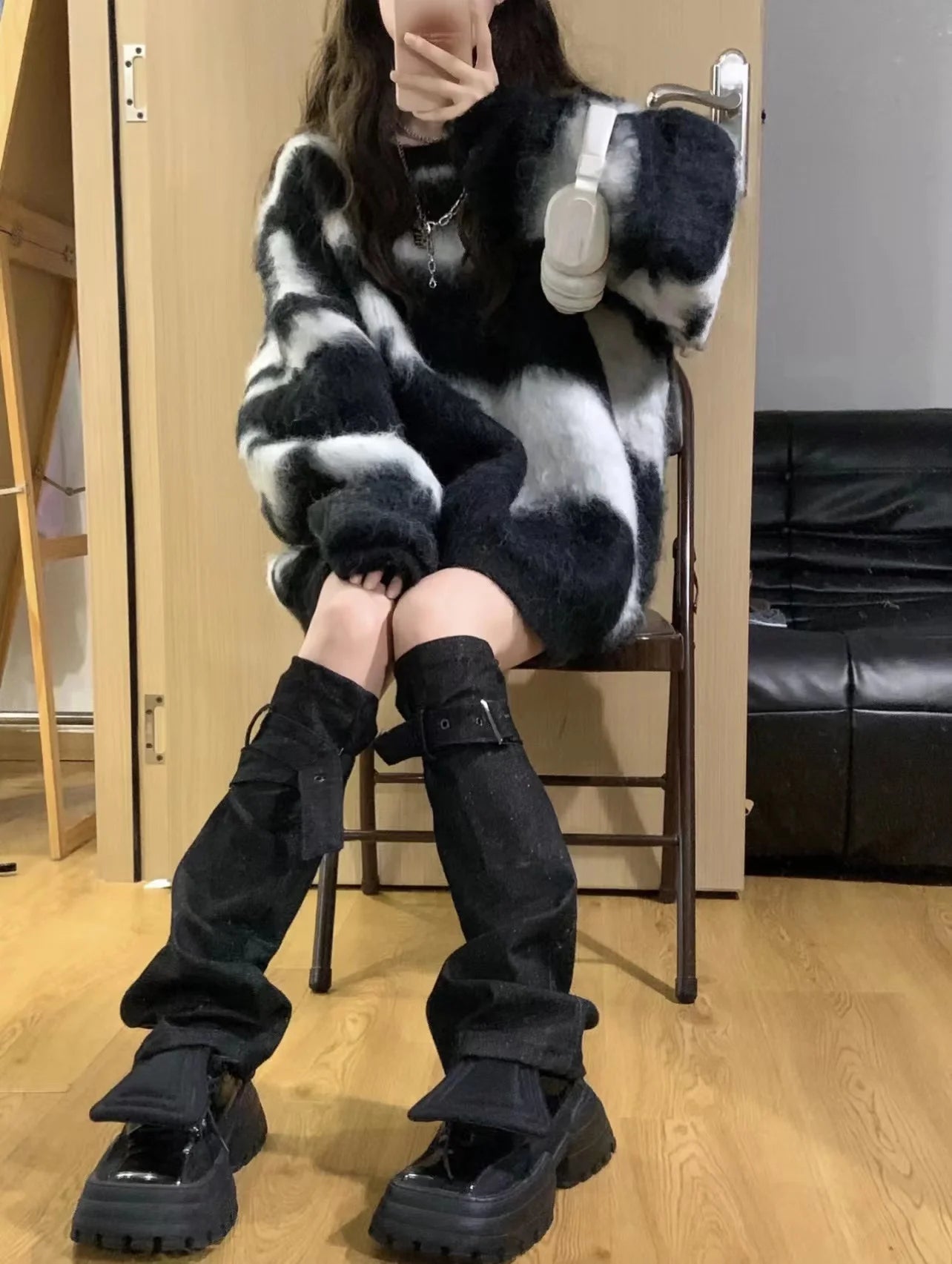 2024 Women's Loose Casual Warm Commuter Sweater Autumn Winter New Thickened Soft Irregular Stripes Fashion Versatile Pullover