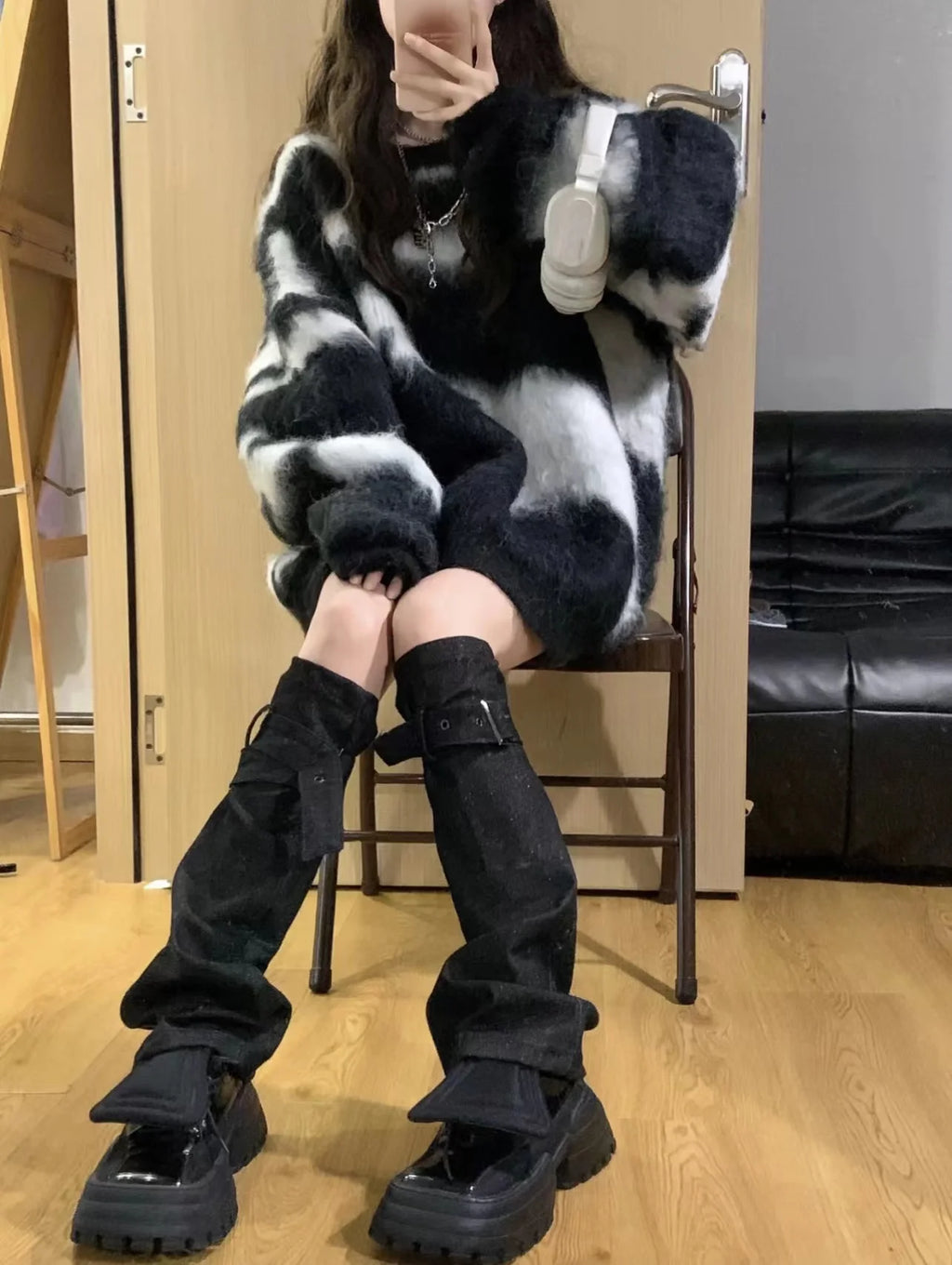 2024 Women's Loose Casual Warm Commuter Sweater Autumn Winter New Thickened Soft Irregular Stripes Fashion Versatile Pullover