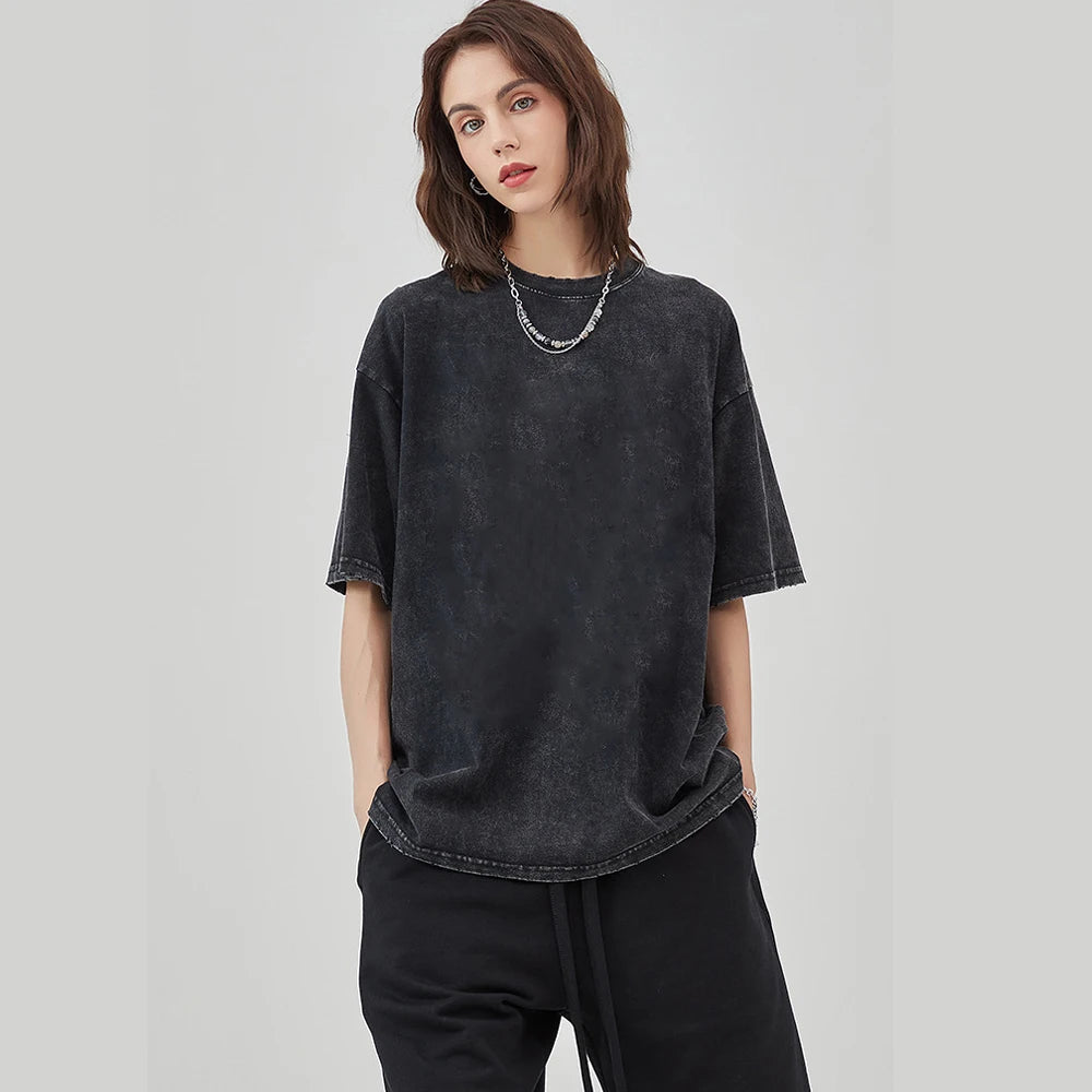 Ghostemane Double Sided Print Washed T-Shirt Oversized Men 100% Cotton Tshirt Hip Hop Metal Gothic Rock TShirt Streetwear Unisex