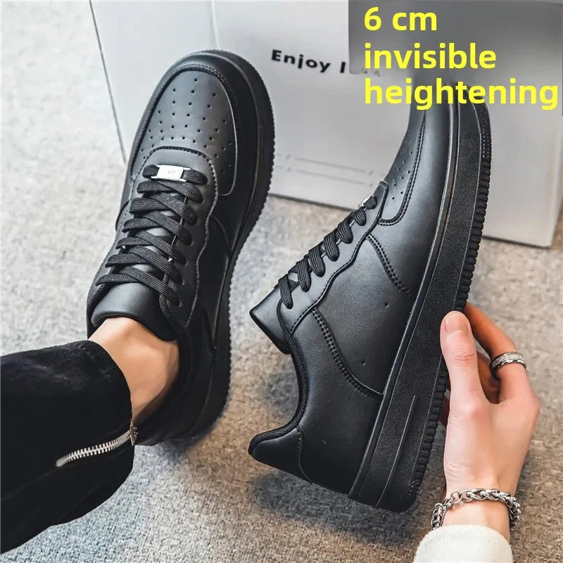 Autumn/Winter Black Casual Men's Shoes Air Force Sports Number 1 Black Kitchen Trendy Shoes Winter Rubber Outsole China Made