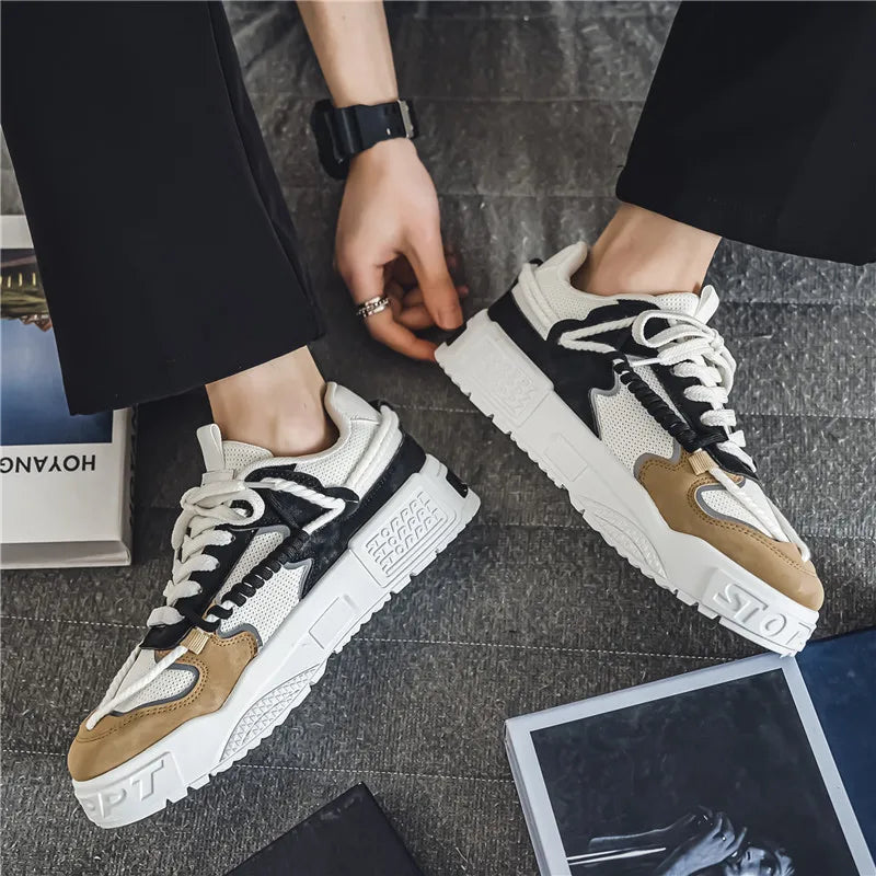2025 New Summer Men's Shoes Original Casual Flat Shoes Sport Thick Bottom Increased Height Bread Trendy Shoes Skateboard sneaker