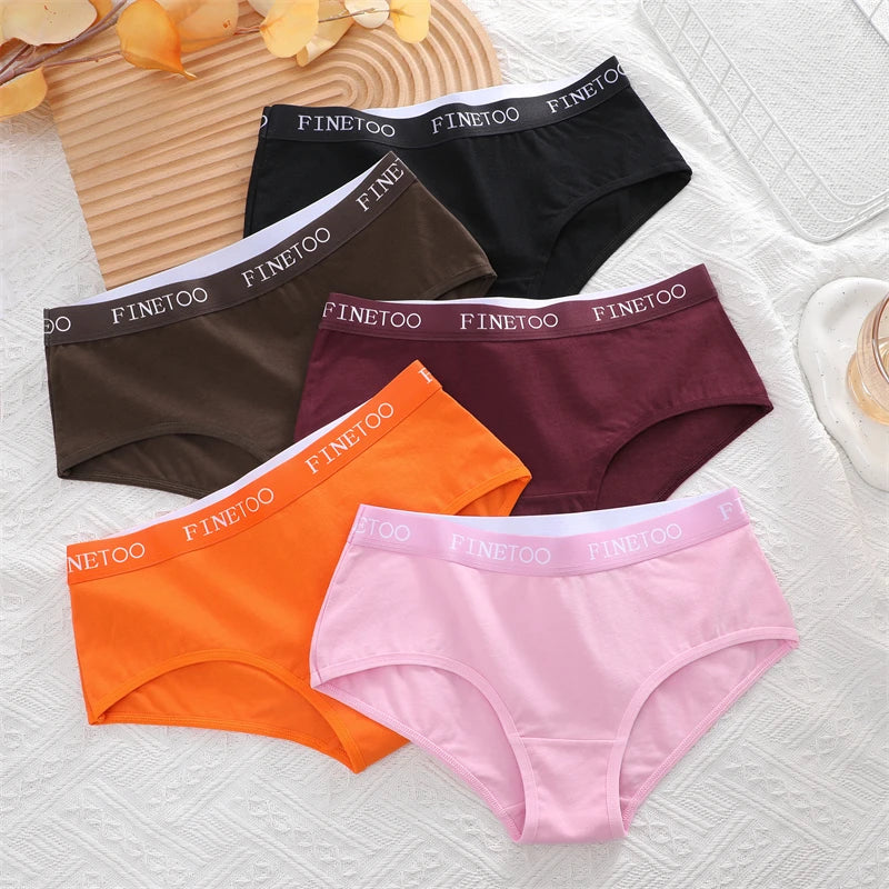 FINETOO 3Pcs Cotton Letter Belt Underwear Women's Panties Sexy Breathable Low Waist Briefs Female Stretch Comfortable Lingerie
