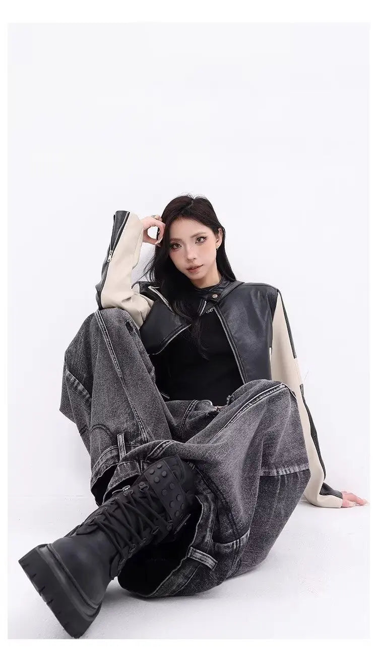Design-sensual Wide-leg Jeans for Women in Spring and Autumn New Style High Waist Loose and Slimming Floor Baggy Women's