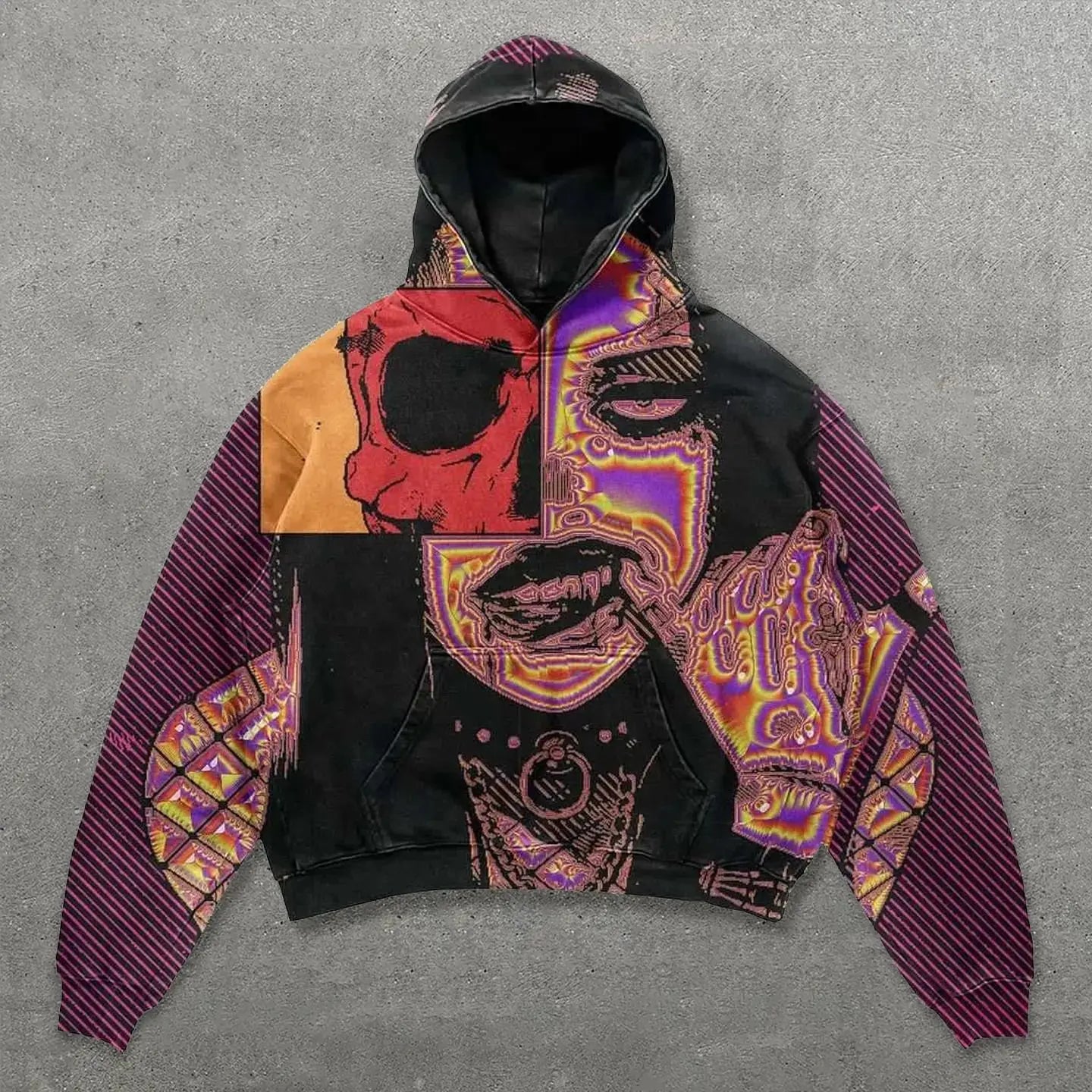 Niche Abstract Art Graffiti Watercolor Painting Oversized Printed Cotton Sweatshirts Men and Women Popular Street Tops Hoodies