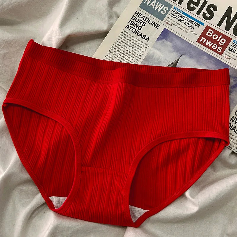 3PCS/Set Sports Style Cotton Women's Panties Girls' Underwear Breathable Mid Waist Shorts Sexy Lingerie Plus Size Solid Briefs