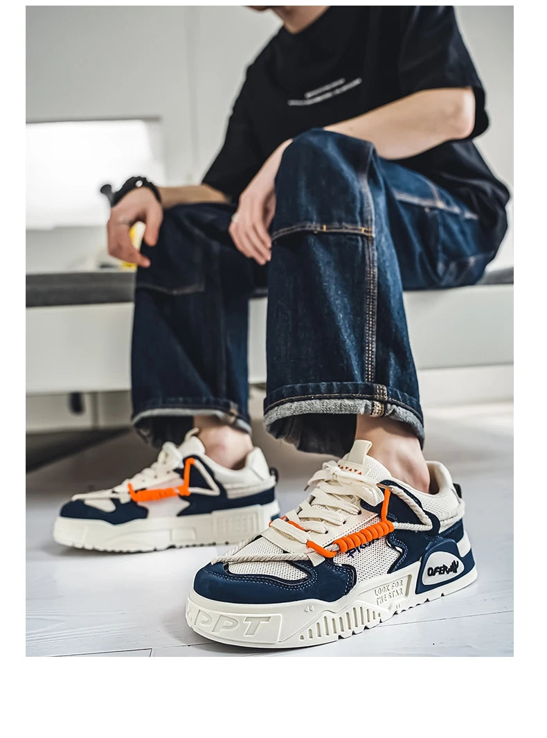 2025 New Summer Men's Shoes Original Casual Flat Shoes Sport Thick Bottom Increased Height Bread Trendy Shoes Skateboard sneaker