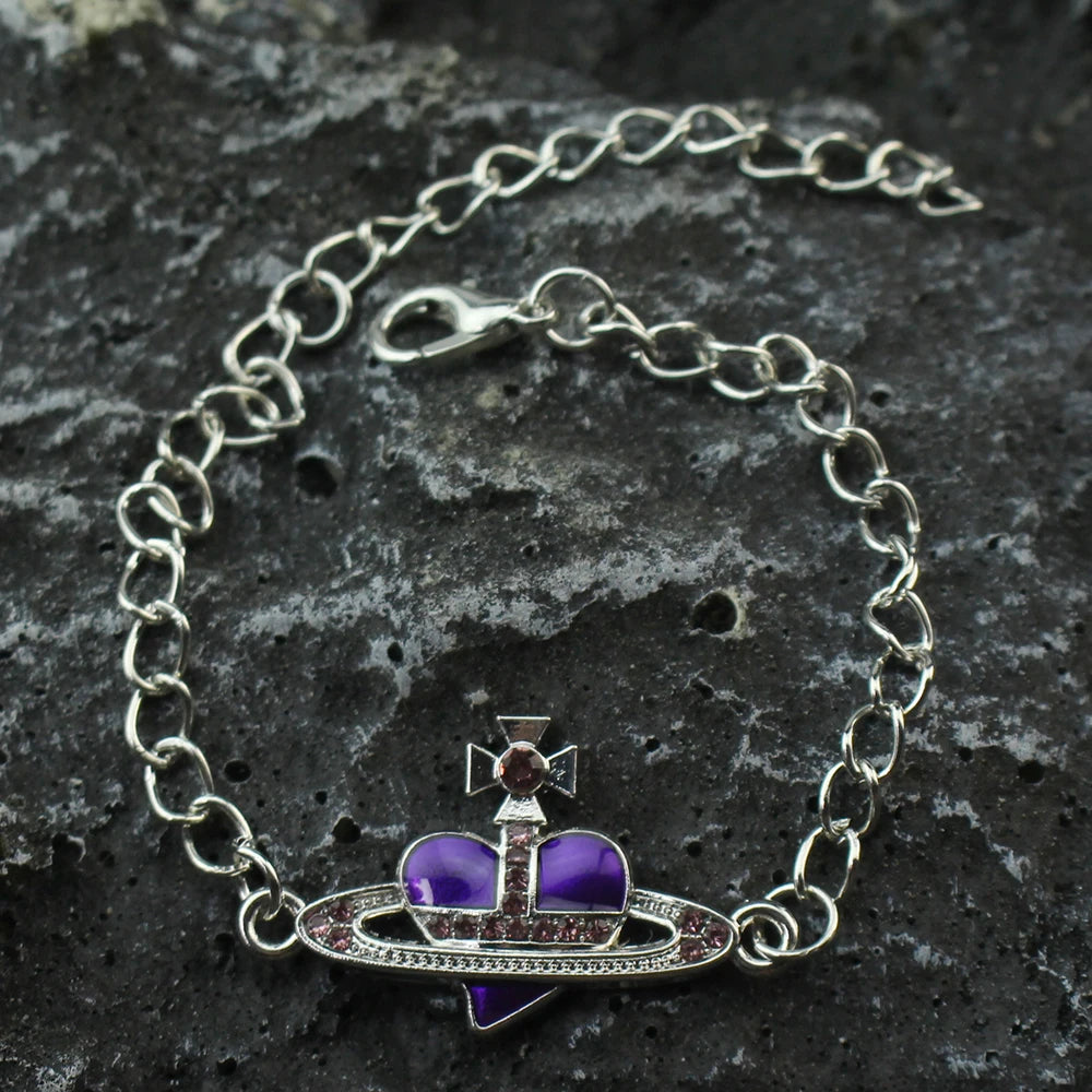 Trendy Bracelet Saturn Rhinestone Crystal Planet Saturn Pendant for Women Fashion Charm Jewelry Gift