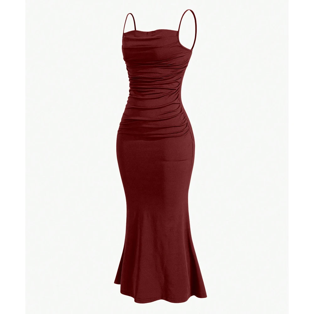 Mia Muse Women's Party Dresses Maxi Spaghetti Strap Elegant Slim Evening Wedding Guest Multi-Color Summer Milkmaid Dresses