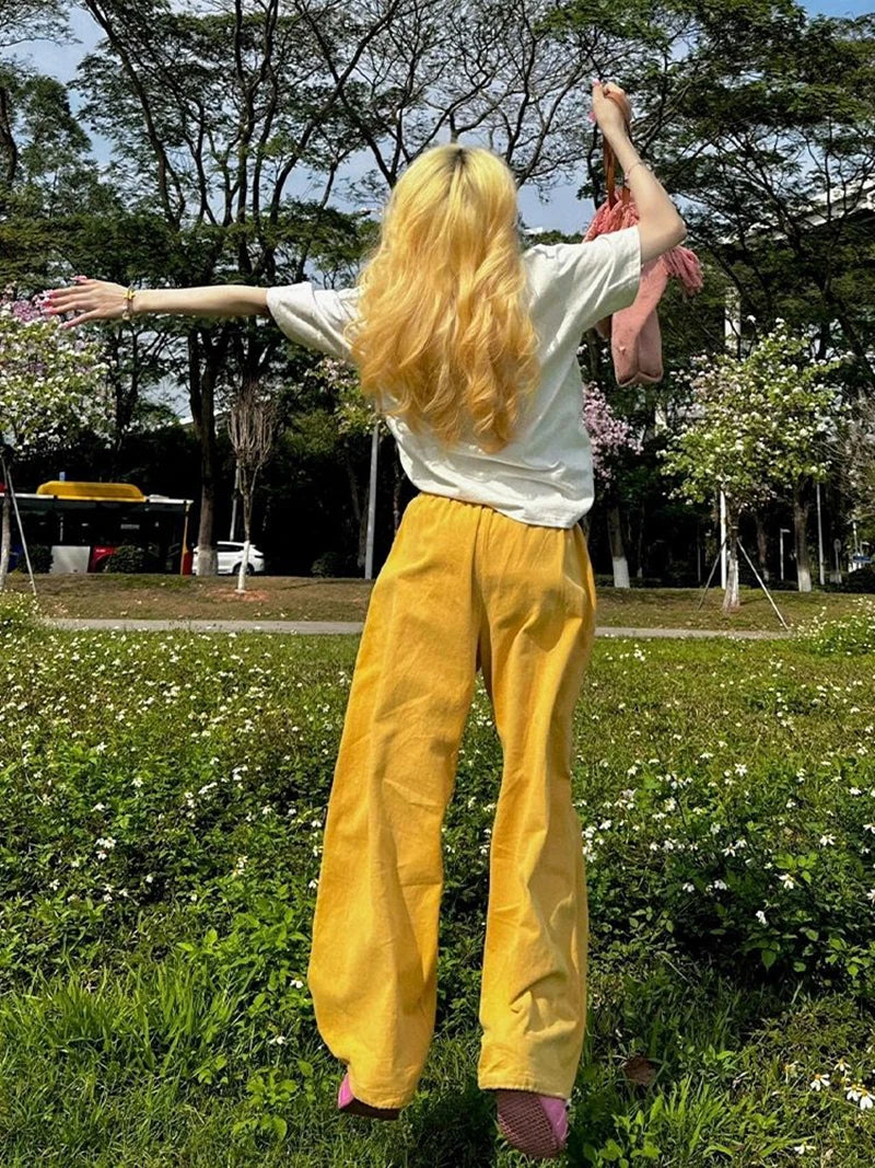 Y2K Cargo Pants Women Oversized Embroidery Sweatpants Harajuku High Waist Wide Leg Joggers Streetwear Korean Baggy Trousers New