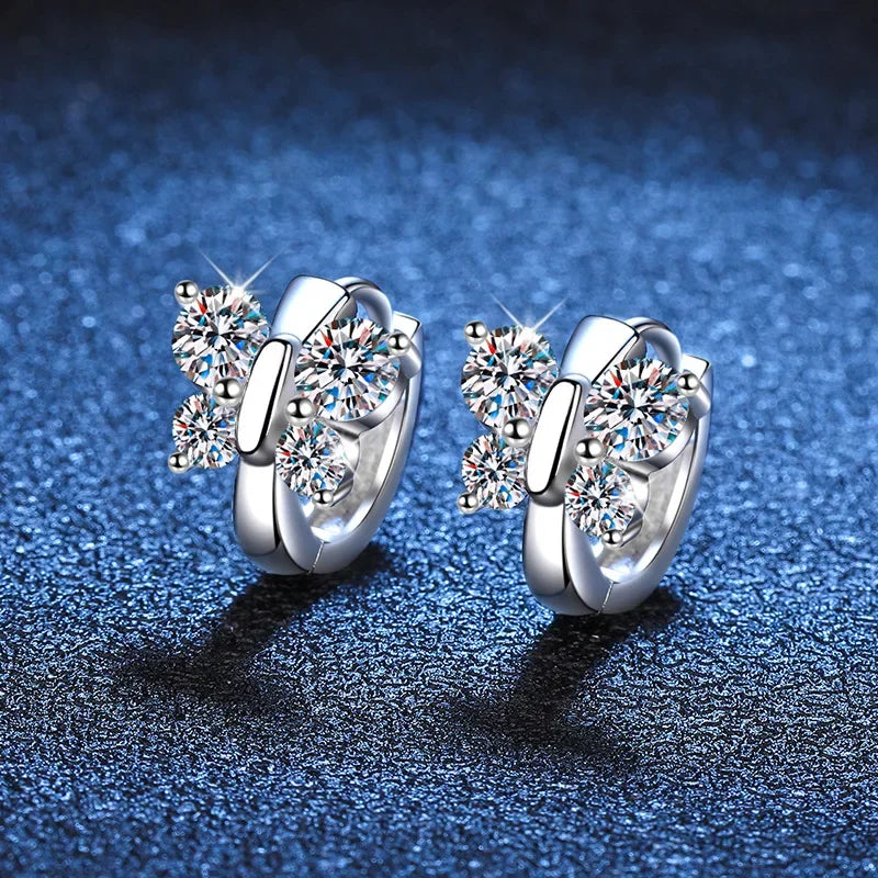 Real 1.6cttw D Color Full Moissanite Hoop Earrings for Women Girls S925 Silver Earring Party Small Ear Buckle Wholesale