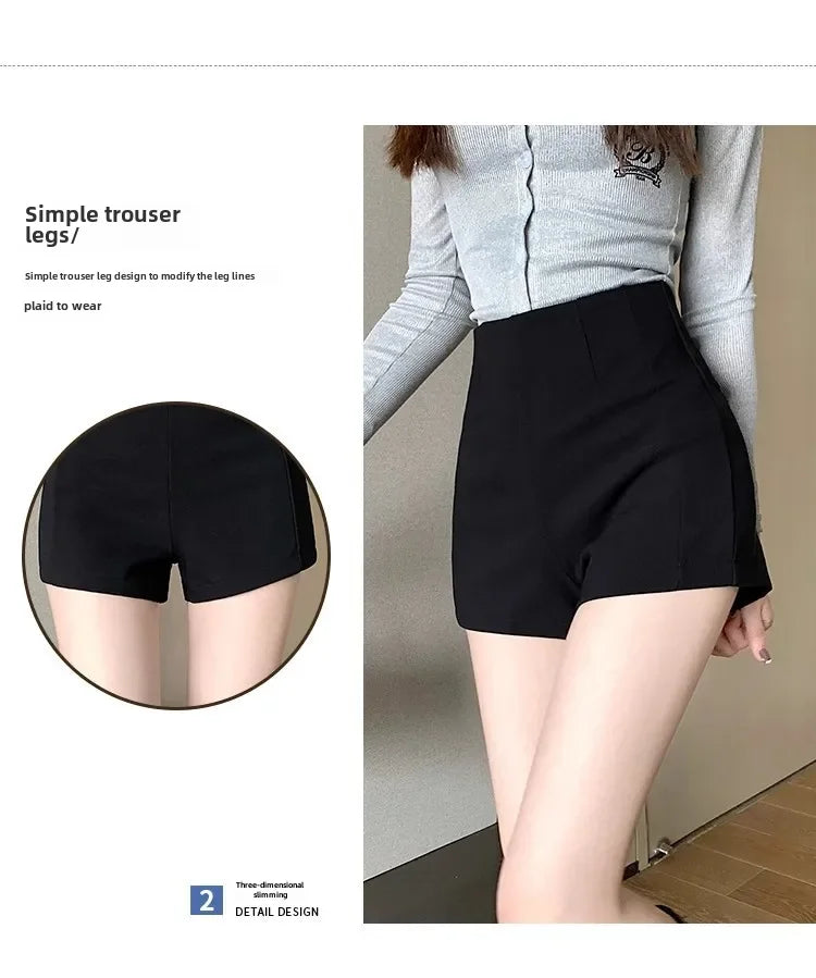 Women's High-waisted Petite Black Outer Wear Shorts 2024 Summer New Style Lost Underwear Cheeky Curvy Hot Pants