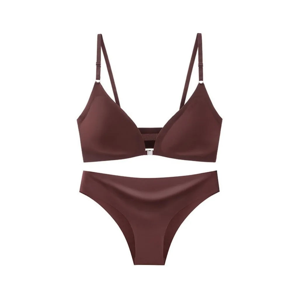 ZXYOUPING Ice Silk Seamless Bra and panty set, Beautiful Back Push-up Bra,Comfortable No Steel Rims Adjustable Plus Size Wireles